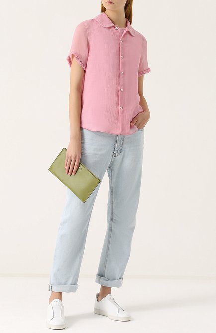 Женская вязаная блуза из шерсти JUPE BY JACKIE розового цвета, арт. SH0SPNW28090S6898S | Фото 2 (Рукава: Короткие; Материал внешний: Шерсть; Длина (для топов): Стандартные; Принт: Без принта; Женское Кросс-КТ: Блуза-одежда)