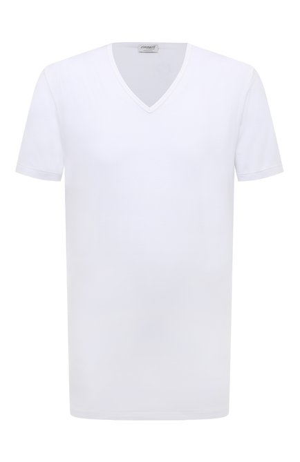 Мужская хлопковая футболка с v-образным вырезом ZIMMERLI белого цвета, арт. 172-1462 | Фото 1 (Материал внешний: Хлопок; Длина (для топов): Стандартные; Рукава: Короткие; Мужское Кросс-КТ: Футболка-белье; Статус проверки: Проверена категория; Кросс-КТ: домашняя одежда; Региональные  ограничения белый список (Axapta Mercury): RU)