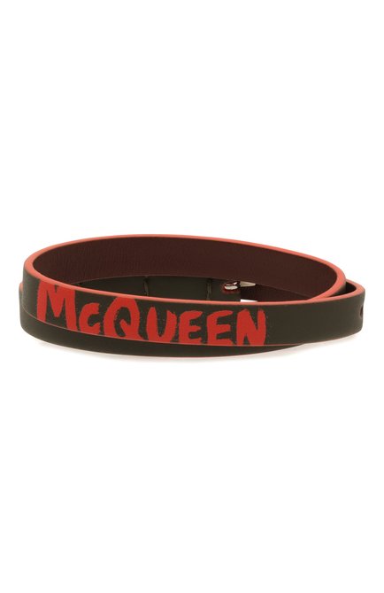 Мужской кожаный браслет ALEXANDER MCQUEEN хаки цвета, арт. 554466/1AACG | Фото 1 (Материал: Натуральная кожа)