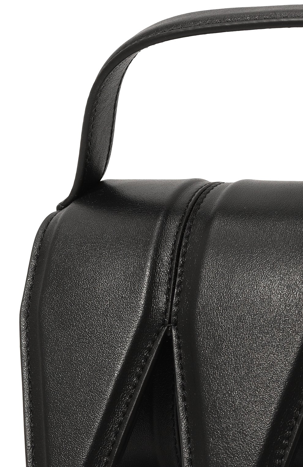 Женская сумка three YUZEFI черного цвета, арт. YUZC0-HB-TH-L000 | Фото 3 (Сумки-технические: Сумки top-handle; Материал: Натуральная кожа; Материал сплава: Проставлено; Размер: mini; Ремень/цепочка: На ремешке; Драгоценные камни: Проставлено)