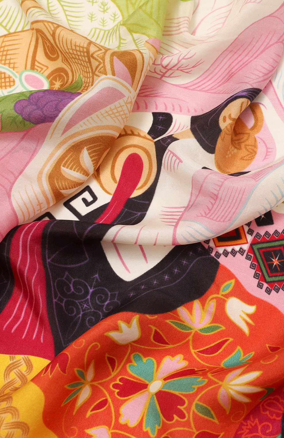 Женский шелковый платок кавказ GOURJI разноцветного цвета, арт. T25CAUC7R | Фото 3 (Принт: С принтом; Материал: Текстиль, Шелк; Материал сплава: Проставлено; Нос: Не проставлено)