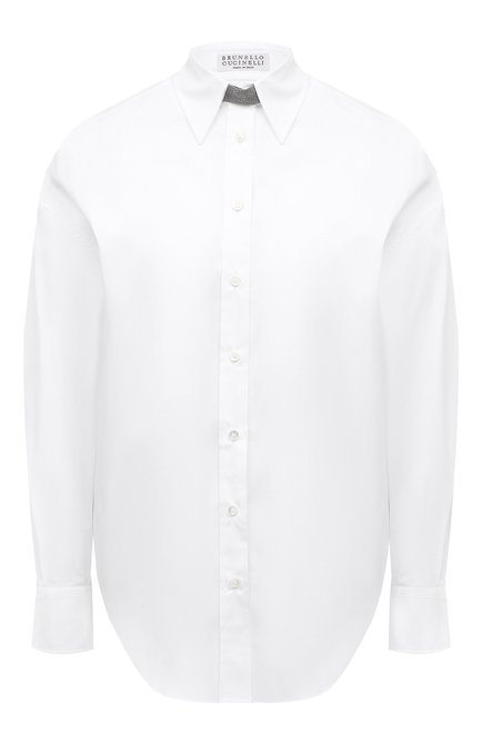 Женская хлопковая рубашка BRUNELLO CUCINELLI белого цвета по цене 145000 руб., арт. M0091BP152 | Фото 1