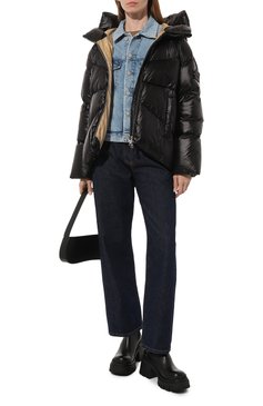 Женский пуховик ADD черного цвета, арт. 8AW141C | Фото 2 (Рукава: �Длинные; Длина (верхняя одежда): До середины бедра; Материал внешний: Синтетический материал; Кросс-КТ: Пуховик; Материал сплава: Проставлено; Материал подклада: Синтетический материал; Драгоценные камни: Проставлено; Материал утеплителя: Пух и перо; Стили: Кэжуэл)