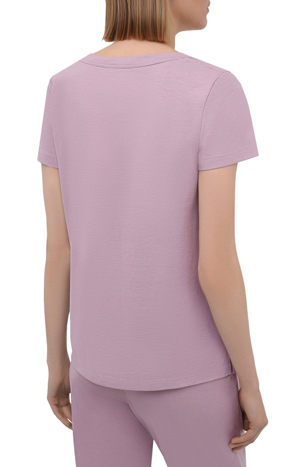 Женская футболка HANRO светло-розового цвета, арт. 077876 | Фото 4 (Материал внешний: Синтетический материал, Хлопок; Женское Кросс-КТ: Футболка-белье)