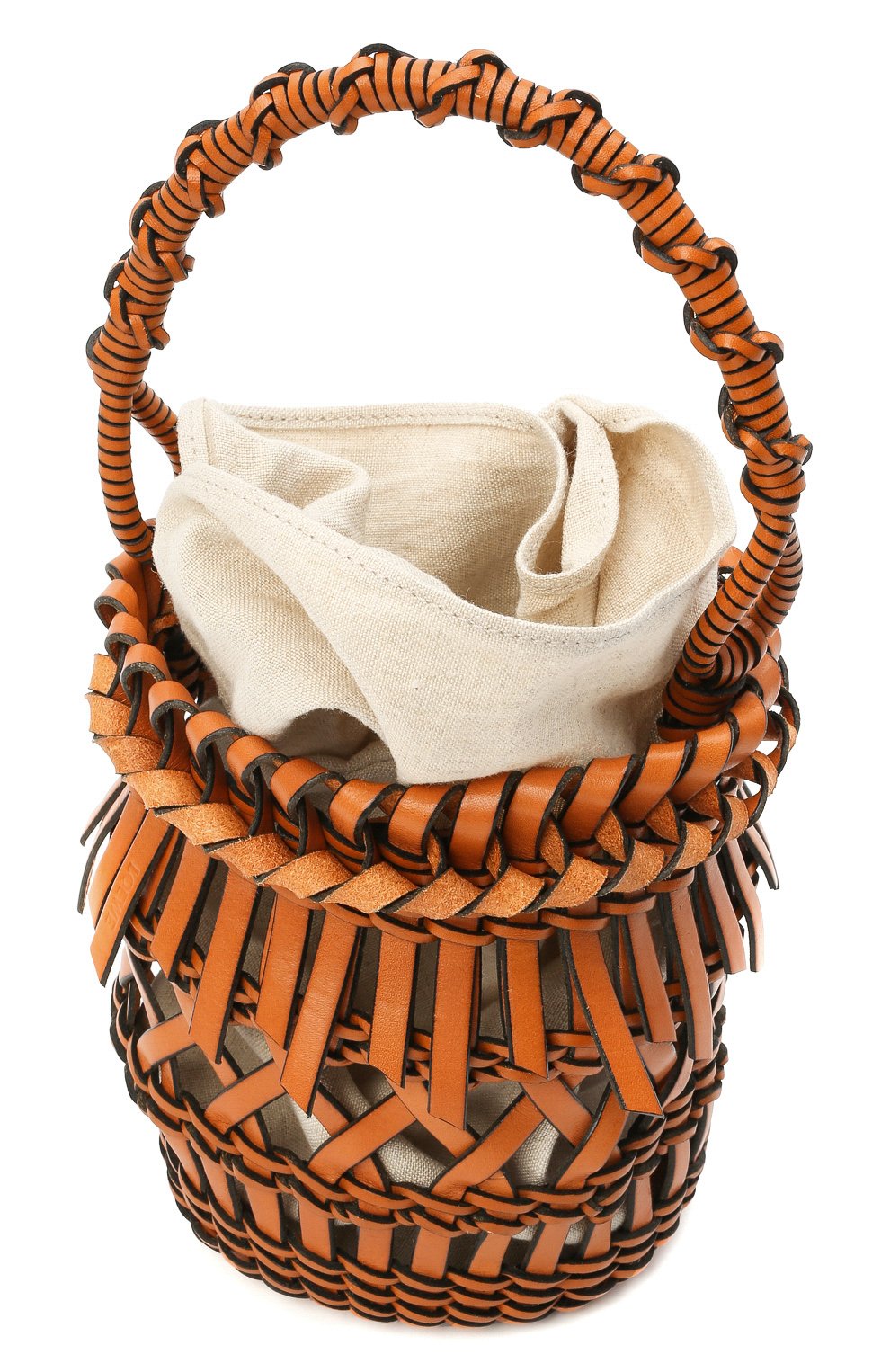 Женская сумка bucket fringes LOEWE коричневого цвета, арт. 326.05AC19 | Фото 3 (Сумки-технические: Сумки через плечо, Сумки top-handle; Материал: Натуральная кожа; Размер: mini; Ремень/цепочка: На ремешке)
