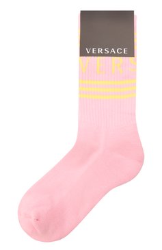 Мужские хлопковые носки VERSACE розового цвета, арт. ICZ0003/IK0203 | Фото 1 (Кросс-КТ: бельё; Материал внешний: Хлопок)