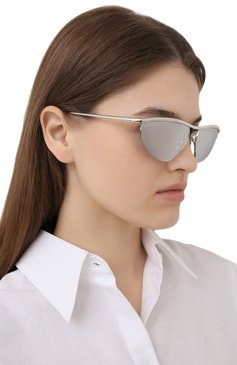 Женские солнцезащитные очки BOTTEGA VENETA серебряного цвета, арт. BV1091S | Фото 2 (Региональные ограничения белый список (Axapta Mercury): RU; Тип очков: С/з; Очки форма: Узкие)