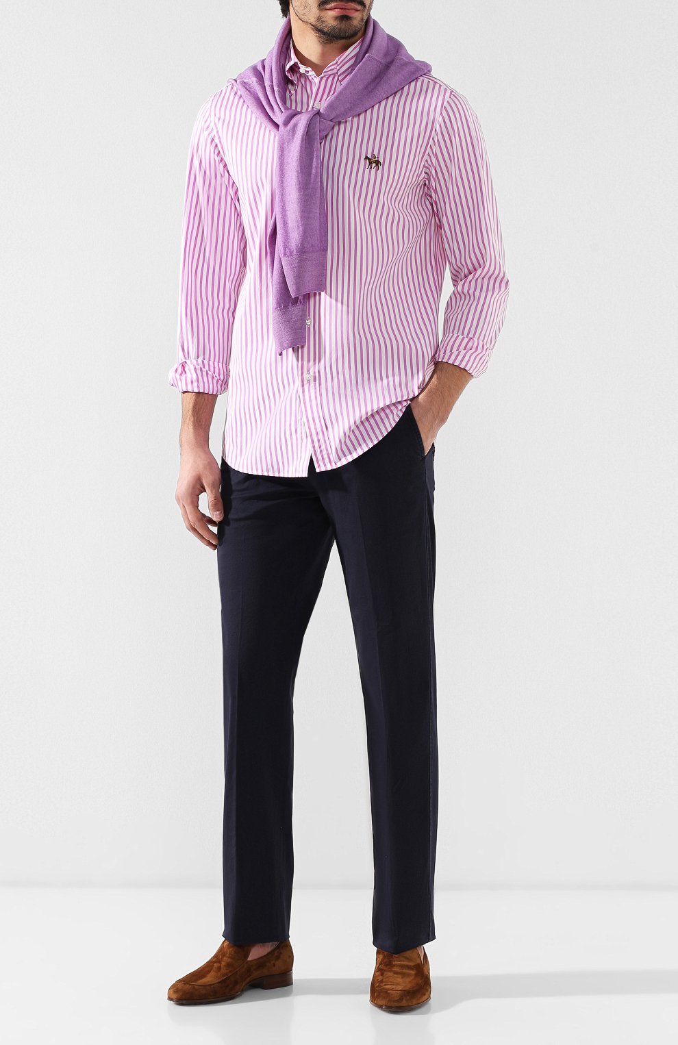 Хлопковая рубашка с воротником button down Ralph Lauren  790730895 Фото 2