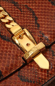Женская сумка sylvie 1969 mini из кожи питона GUCCI коричневого цвета, арт. 615965 LU30X | Фото 3 (Сумки-технические: Сумки через плечо; Материал: Экзотическая кожа, Натуральная кожа; Размер: mini; Ремень/цепочка: На ремешке)
