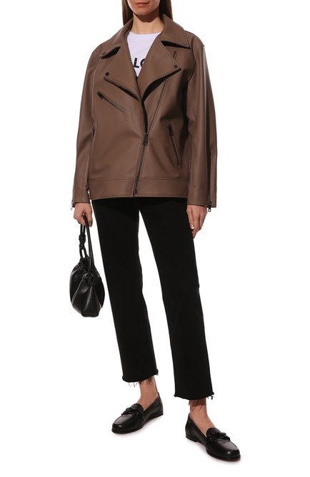 Женская кожаная куртка MASLOV светло-коричневого цвета, арт. SMW101 | Фото 2 (Рукава: Длинные; Материал внешний: Натуральная кожа; Длина (верхняя одежда): Короткие; Стили: Гламурный; Кросс-КТ: Куртка; Женское Кросс-КТ: Замша и кожа)
