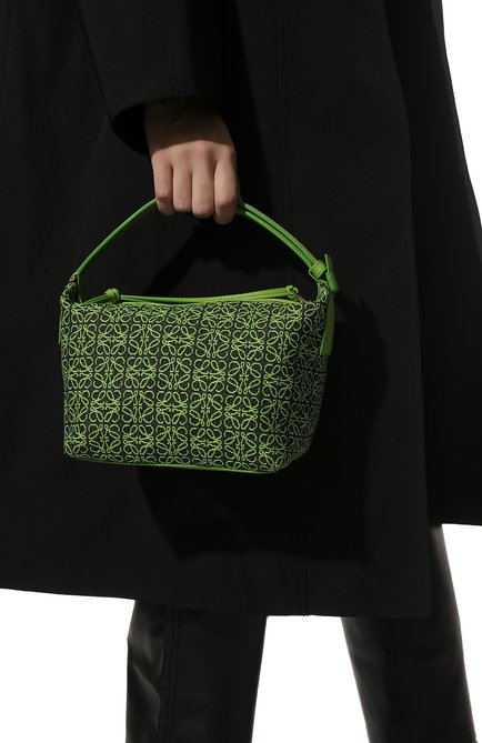 Женская сумка cubi small LOEWE зеленого цвета, арт. A906K75X06 | Фото 2 (Материал: Текстиль; Размер: small; Сумки-технические: Сумки top-handle, Сумки через плечо)