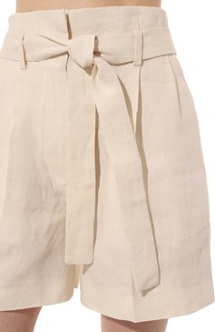Женские льняные шорты ELEVENTY кремвого цвета, арт. G80BERG03 TES0G130 | Фото 5 (Женское Кросс-КТ: Шорты-одежда; Материал внешний: Лен; Стили: Кэжуэл)