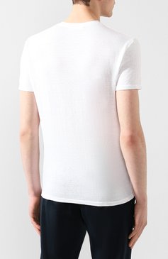 Мужская льняная футболка DANIELE FIESOLI белого цвета, арт. DF 1236 | Фото 4 (Принт: Без принта; Рукава: Короткие; Длина (для топов): Стандартные; Материал внешний: Лен; Стили: Кэжуэл)