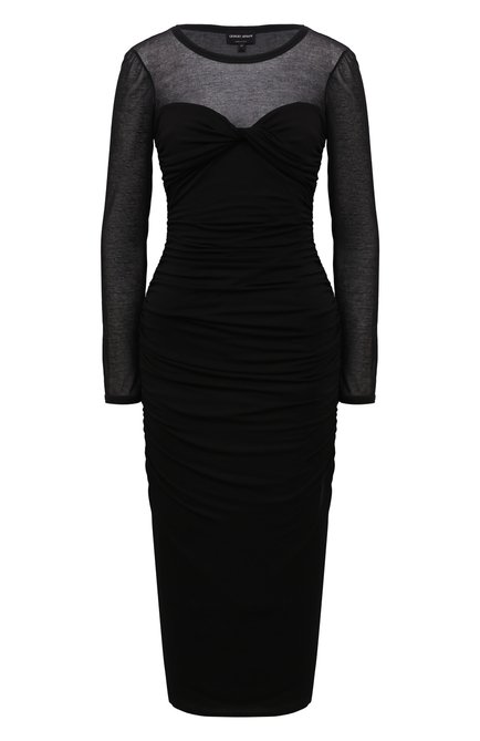 Женское платье из вискозы GIORGIO ARMANI черного цвета по цене 192500 руб., арт. 3LAA71/AJIHZ | Фото 1