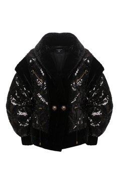 Женская куртка с пайетками BALMAIN черного цвета, арт. UF19502/X284 | Фото 1 (Кросс-КТ: Куртка; Рукава: Длинные; Стили: Гламурный; Женское Кросс-КТ: Пуховик-куртка; Региональные ограничения белый список (Axapta Mercury): Не проставлено; Материал внешний: Синтетический материал; Материал сплава: Проставлено; Материал подклада: Синтетический материал; Драгоценные камни: Проставлено; Длина (верхняя одежда): Короткие)