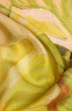 Женский шелковый платок настурция GOURJI разноцветного цвета, арт. T21NS7R | Фото 4 (Принт: С принтом; Материал: Текстиль, Шелк; Материал сплава: Проставлено; Нос: Не проставлено)