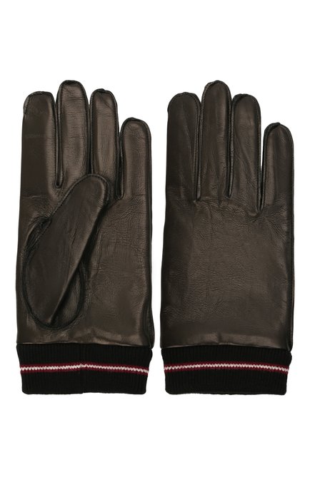 Мужские кожаные перчатки BALLY черного цвета, арт. M9P0030L-1S134/00 | Фото 2 (Мужское Кросс-КТ: Кожа и замша; Материал: Натуральная кожа)