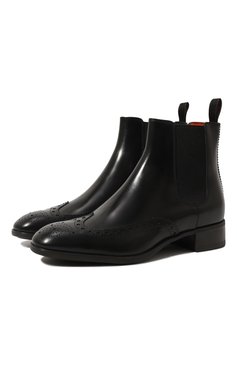 Женские кожаные ботинки SANTONI черного цвета, арт. WTED59585SM0BLESN01 | Фото 1 (Каблук высота: Низкий; Материал внутренний: Натуральная кожа; Женское Кросс-КТ: Челси-ботинки; Подошва: Плоская)