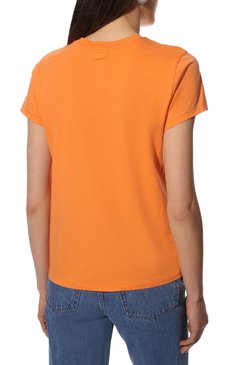 Женская хлопковая футболка POLO RALPH LAUREN оранжевого цвета, арт. 211847076 | Фото 4 (Рукава: Короткие; Длина (для топов): Стандартные; Принт: С принтом; Материал сплава: Проставлено; Материал внешний: Хлопок; Женское Кросс-КТ: Футболка-одежда; Драгоценные камни: Проставлено; Стили: Кэжуэл)
