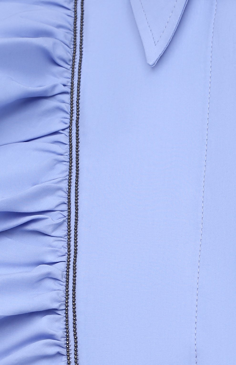 Женская хлопковая блузка BRUNELLO CUCINELLI голубого цвета, арт. MF799NJ705 | Фото 5 (Принт: Без принта; Рукава: Короткие; Длина (для топов): Удлиненные; Региональные ограничения белый список (Axapta Mercury): RU; Материал внешний: Хлопок; Стили: Романтичный; Женское Кросс-КТ: Блуза-одежда)