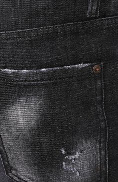 Мужские джинсы DSQUARED2 черного цвета, арт. S74LB0700/S30357 | Фото 5 (Силуэт М (брюки): Прямые; Кросс-КТ: Деним; Длина (брюки, джинсы): Стандартные; Материал внешний: Хлопок; Детали: Потертости; Статус проверки: Проверена категория)
