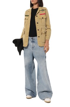 Женская куртка AERONAUTICA MILITARE бежевого цвета, арт. 231/AB2078DCT3095 | Фото 2 (Кросс-КТ: Куртка; Рукава: Длинные; Стили: Милитари; Материал внешний: Хлопок, Лиоцелл, Растительное волокно; Длина (верхняя одежда): Короткие)