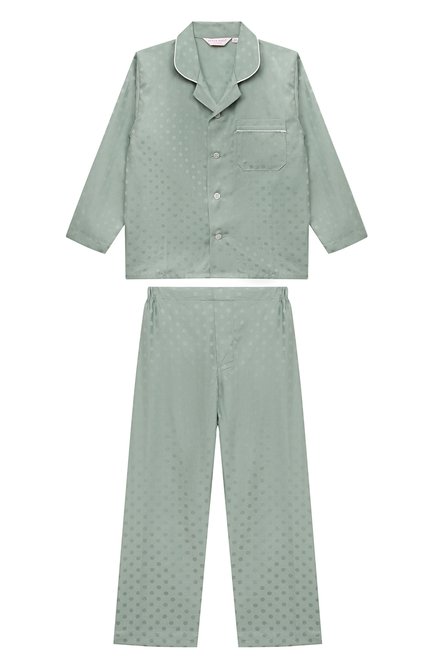 Детская хлопковая пижама DEREK ROSE зеленого цвета, арт. 7025-KATE007 | Фото 1 (Материал сплава: Проставлено; Рукава: Длинные; Материал внешний: Хлопок; Драгоценные камни: Проставлено)