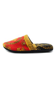 Женского текстильные домашние туфли VERSACE красного цвета, арт. ZSLP00002/ZC0SP075 | Фото 3 (Материал внешний: Текстиль; Подошва: Платформа; Женское Кросс-КТ: тапочки-домашняя обувь; Региональные ограничения белый список (Axapta Mercury): RU; Материал внутренний: Текстиль; толщина подошвы: 2,5; ширина носка стельки: 10, 9,3)
