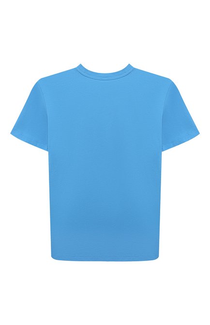 Детская хлопковая футболка STELLA MCCARTNEY синего цвета, арт. TU8Q91 | Фото 2 (Драгоценные камни: Проставлено; Рукава: Короткие; Материал сплава: Проставлено; Материал внешний: Хлопок)