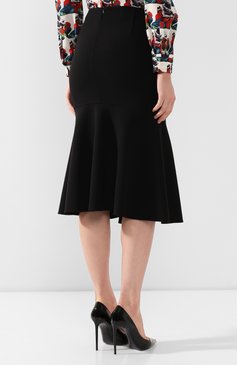 Женская шерстяная юбка GIORGIO ARMANI черного цвета, арт. 9WHNN02C/T001J | Фото 4 (Материал внешний: Шерсть; Женское Кросс-КТ: Юбка-одежда; Длина Ж (юбки, платья, шорты): Миди; Статус проверки: Проверена категория)