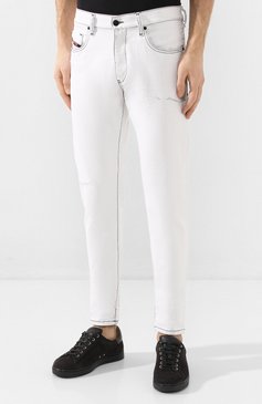 Мужские джинсы DIESEL белого цвета, арт. 00SPW5/003Z1 | Фото 3 (Силуэт М (брюки): Узкие; Кросс-КТ: Деним; Длина (брюки, джинсы): Стандартные; Материал внешний: Хлопок)
