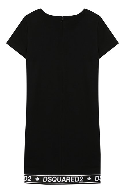 Детское хлопковое платье DSQUARED2 черного цвета, арт. DQ03R2-D00V3 | Фото 2 (Рукава: Короткие; Материал внешний: Хлопок; Случай: Повседневный; Статус проверки: Проверена категория; Девочки Кросс-КТ: Платье-одежда; Ростовка одежда: 10 - 11 лет | 140 - 146см, 12 лет | 152 см, 13 - 15 лет | 158 см, 16 лет | 164 см, 6 лет | 116 см, 8 лет | 128 см)