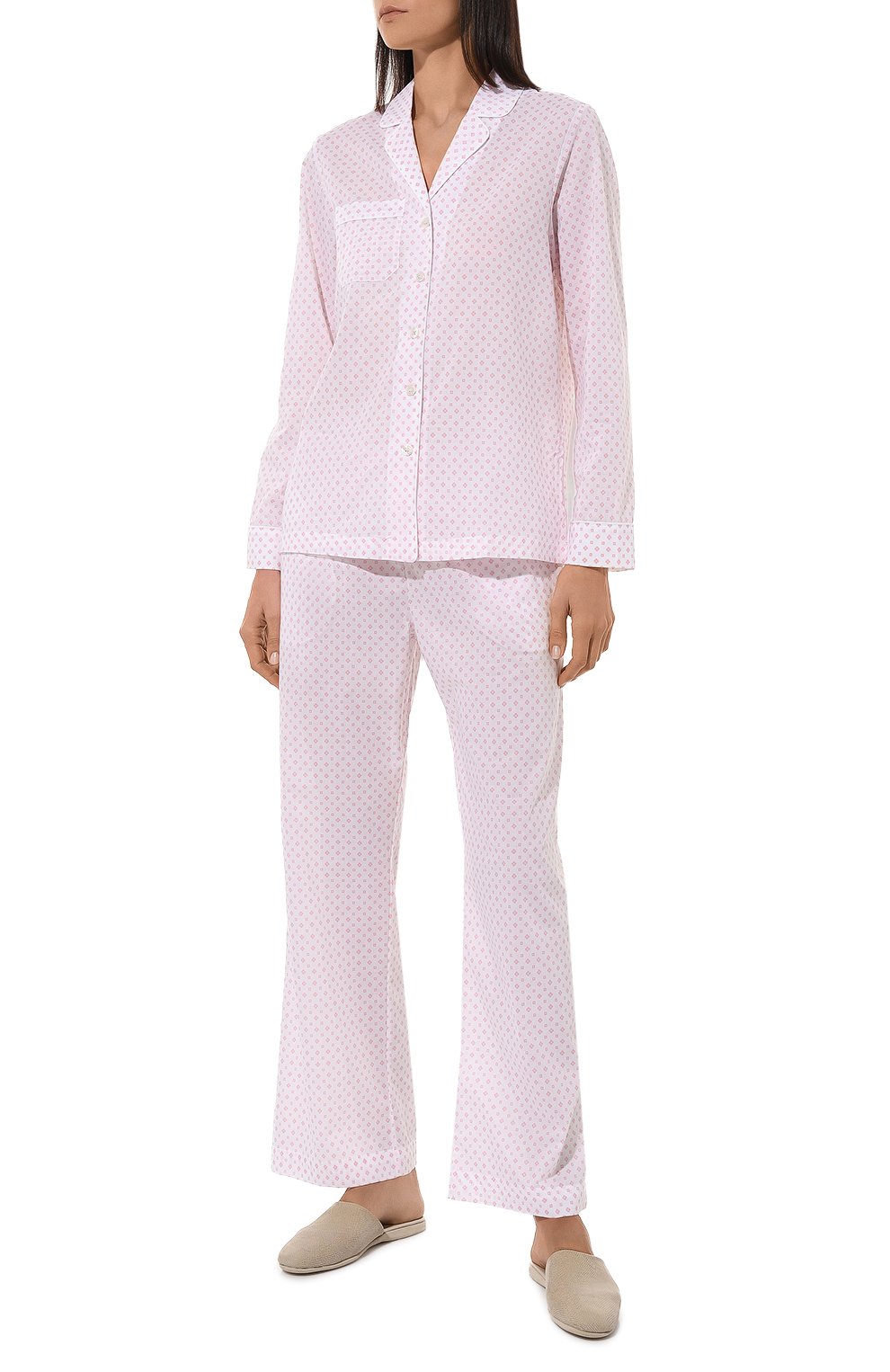 Женская хлопковая пижама DEREK ROSE светло-розового цвета, арт. 2012-NELS092 | Фото 2 (Материал сплава: Проставлено; Нос: Не проставлено; Материал внешний: Хлопок)