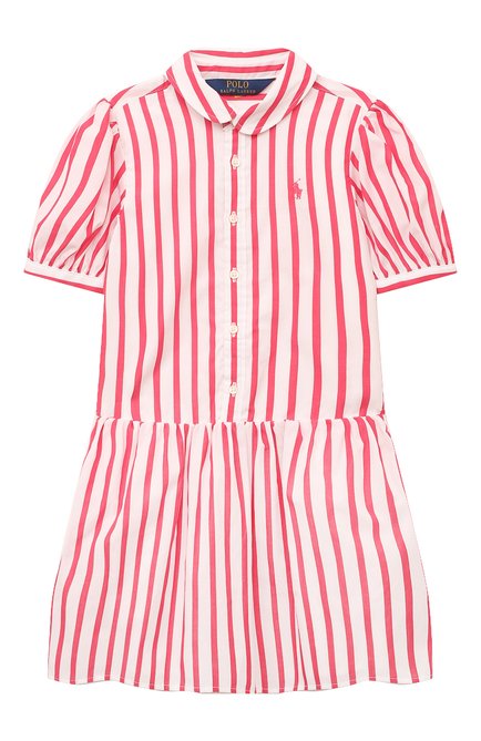 Детское хлопковое платье POLO RALPH LAUREN фуксия цвета, арт. 312862421 | Фото 1 (Рукава: Короткие; Материал внешний: Хлопок; Девочки Кросс-КТ: Платье-одежда; Случай: Повседневный; Ростовка одежда: 5 лет | 110 см, 6 лет | 116 см)