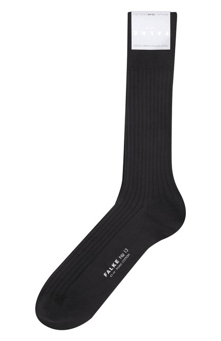 Мужские хлопковые носки FALKE темно-серого цвета, арт. 14669 | Фото 1 (Материал внешний: Хлопок; Кросс-КТ: бельё; Статус проверки: Проверена категория)