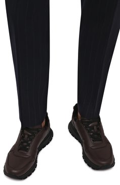 Мужские кожаные кроссовки prax 01 PRADA коричневого цвета, арт. 4E3579-3LEN-F0038-A000 | Фото 3 (Материал утеплителя: Натуральный мех; Стили: Классический; Подошва: Массивная)