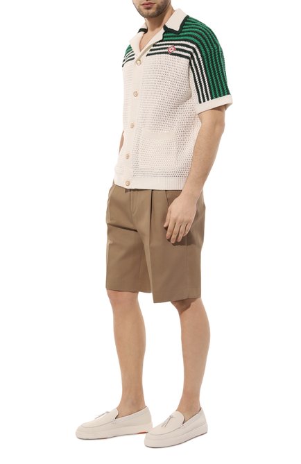 Мужские кожаные слипоны SANTONI белого цвета, арт. MBCD21439BARCSB4I48 | Фото 2 (Стили: Кэжуэл)