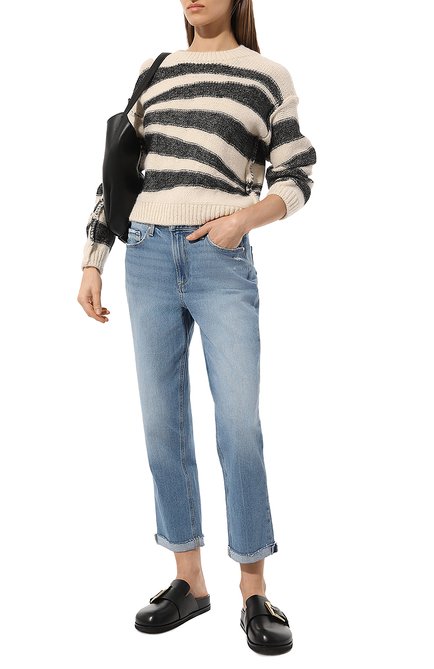 Женские джинсы PAIGE голубого цвета, арт. 8389B61-168 | Фото 2 (Материал внешний: Хлопок; Драгоценные камни: Проставлено; Длина (брюки, джинсы): Укороченные; Материал сплава: Проставлено)