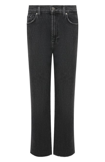 Женские джинсы 7 FOR ALL MANKIND черного цвета, арт. JSSLC6400Y | Фото 1 (Драгоценные камни: Проставлено; Материал внешний: Хлопок; Материал сплава: Проставлено; Длина (брюки, джинсы): Стандартны е)