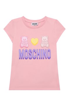Детская хлопковая футболка MOSCHINO светло-розового цвета, арт. HCM042/LBA00/4A-8A | Фото 1 (Девочки Кросс-КТ: футболка-одежда; Рукава: Короткие; Региональные ограничения белый список (Axapta Mercury): Не проставлено; Материал сплава: Проставлено; Нос: Не проставлено; Материал внешний: Хлопок; Драгоценные камни: Проставлено; Ростовка одежда: 4 года | 104 см, 5 лет | 110 см, 6 лет | 116 см, 8 лет | 128 см)