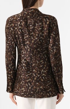 Женский жакет из смеси вискозы и шерсти GIORGIO ARMANI коричневого цвета, арт. 0SHGG0D5/T01MW | Фото 4 (Материал внешний: Шерсть, Вискоза; Рукава: Длинные; Случай: Вечерний, Формальный; Длина (для топов): Стандартные; 1-2-бортные: Двубортные; Женское Кросс-КТ: Жакет-одежда; Материал подклада: Хлопок; Статус проверки: Проверена категория)