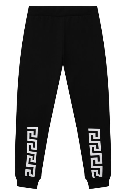 Детские хлопковые джоггеры VERSACE черного цвета, арт. 1001678/1A01322/4A-6A | Фото 1 (Материал внешний: Хлопок; Мальчики Кросс-КТ: Брюки-одежда, Джоггеры-одежда; Региональные ограничения белый список (Axapta Mercury): RU; Ростовка одежда: 6 лет | 116 см)
