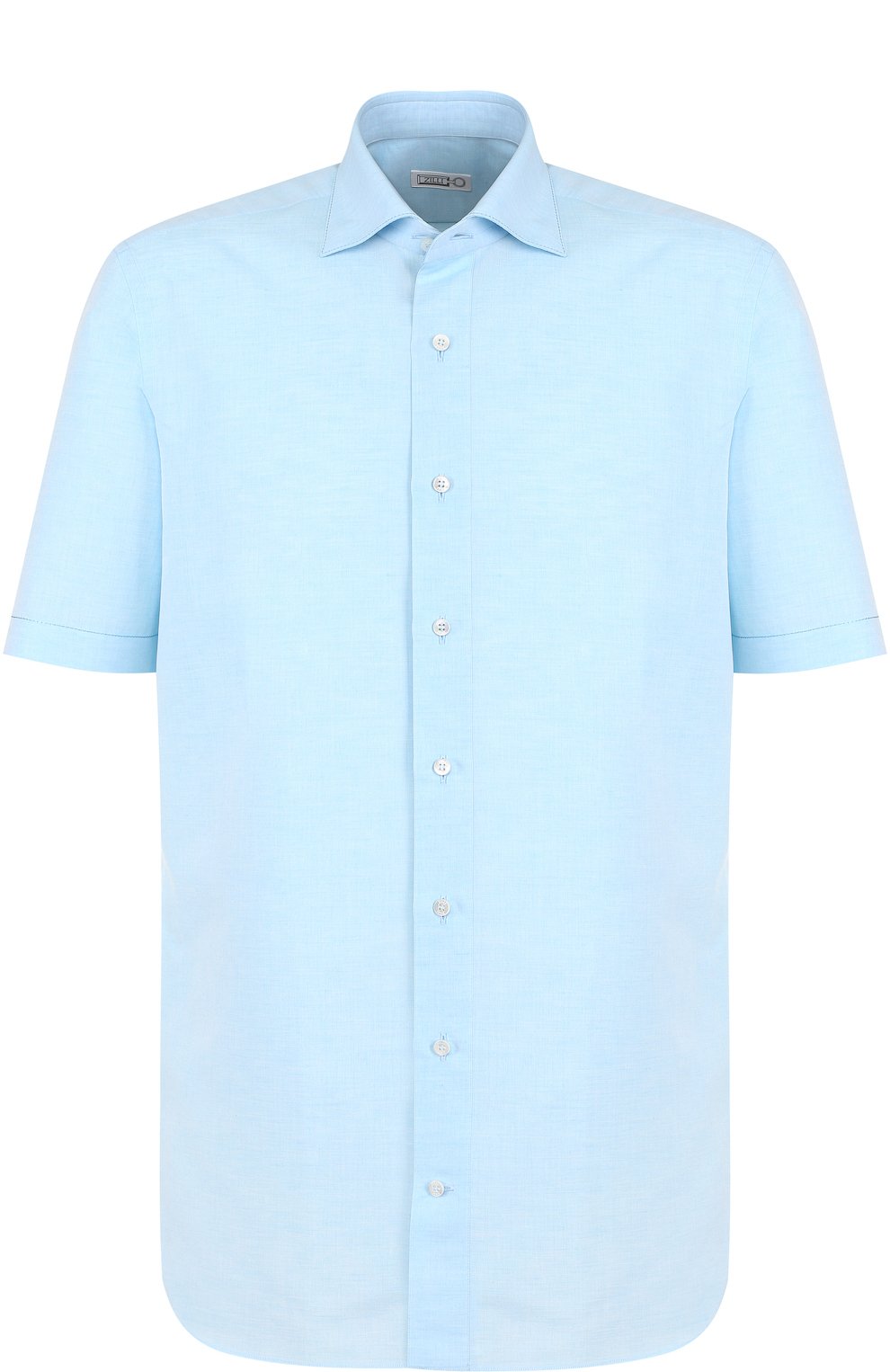 Рубашки Zilli, Рубашка из смеси льна и хлопка с короткими рукавами Zilli, Италия, Голубой, Лен: 55%; Хлопок: 45%;, 3517597  - купить