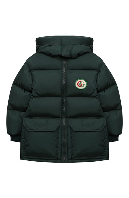Детское пуховое пальто GUCCI зеленого цвета по цене 132500 руб., арт. 654399/XWA02 | Фото 1
