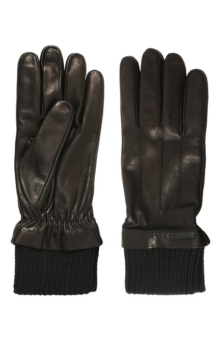 Мужские кожаные перчатки PRADA черного цвета, арт. 2GG007-038-F0002 | Фото 2 (Мужское Кросс-КТ: Кожа и замша; Материал: Натуральная кожа)