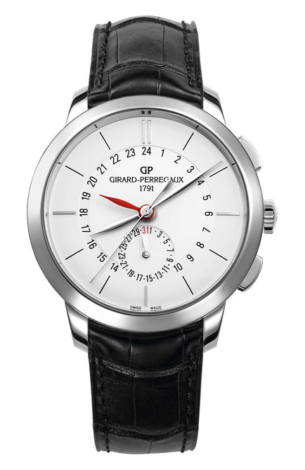 Мужские часы dual time steel white GIRARD-PERREGAUX бесцветного цвета, арт. 49544-11-132-BB60 | Фото 1 (Материал корпуса: Сталь; Цвет циферблата: Белый; Механизм: Автомат)