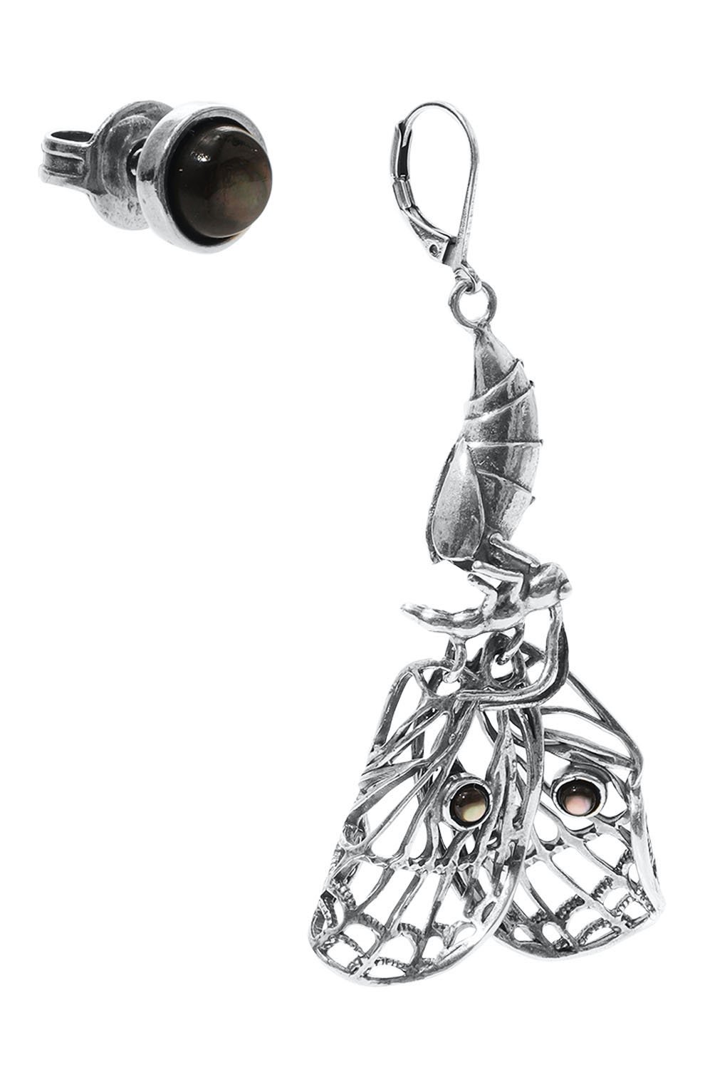 Женские асимметричные серьги бабочка MIDGARD PARIS серебряного цвета, арт. 5708 | Фото 3 (Материал: Металл)