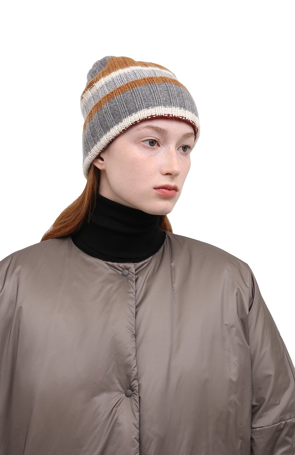 Женская кашемировая шапка LORO PIANA светло-серого цвета, арт. FAL6083 | Фото 2 (Материал: Текстиль, Кашемир, Шерсть)