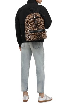Мужской текстильный рюкзак city SAINT LAURENT леопардового цвета, арт. 534967/2QL5F | Фото 2 (Материал: Текстиль; Стили: Кэжуэл; Размер: large)