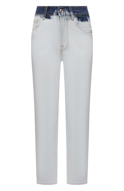 Женские джинсы 7 FOR ALL MANKIND светло-голубого цвета, арт. JSA7B610HT | Фото 1 (Длина (брюки, джинсы): Укороченные; Детали: Потертости; Силуэт Ж (брюки и джинсы): Узкие; Материал внешний: Хлопок, Деним; Кросс-КТ: Деним; Стили: Гранж; Региональные ограничения белый список (Axapta Mercury): RU)